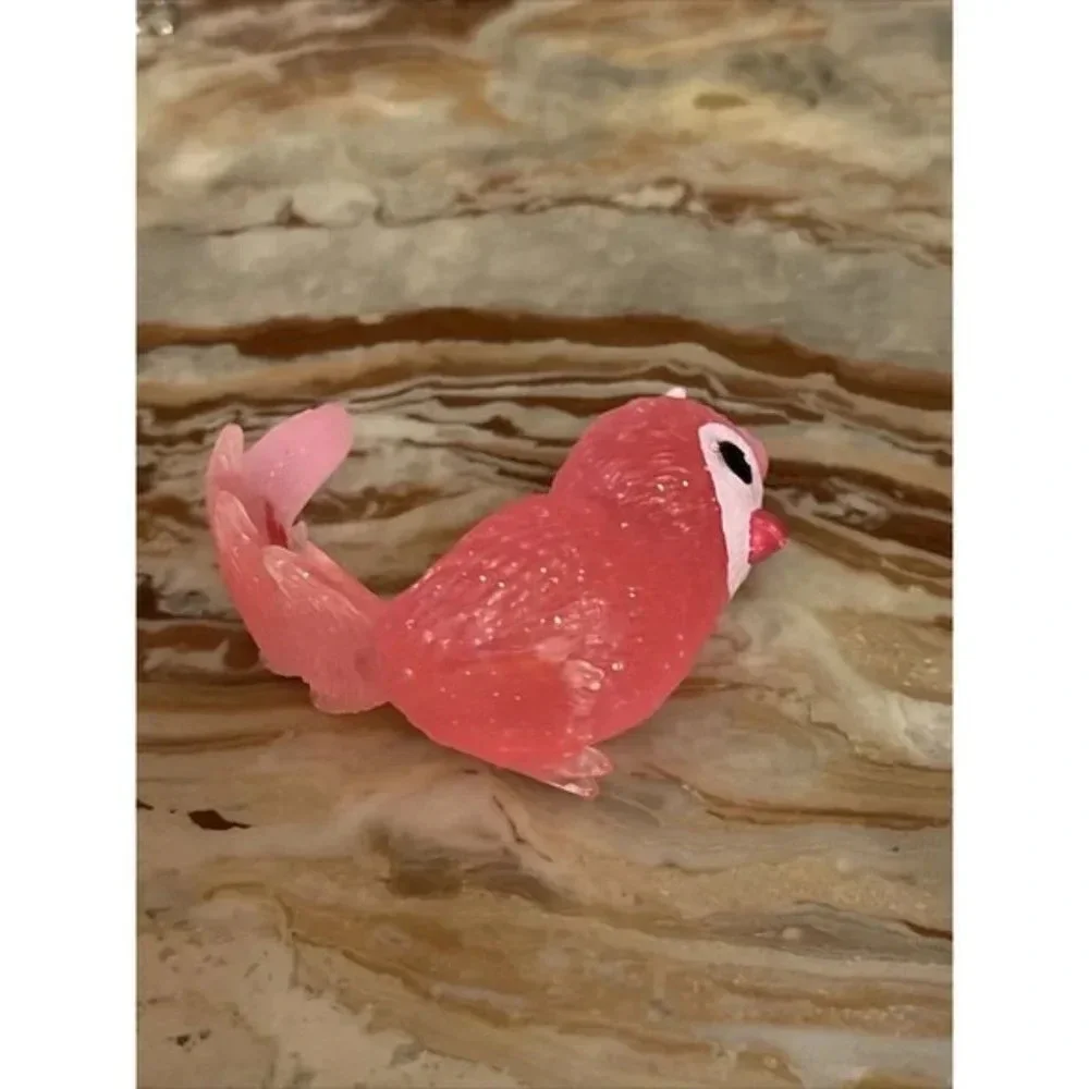 Glitter Cupid Valentines Day Pink Cockatiel Bird Red Heart Mini Doll Toy Collect
